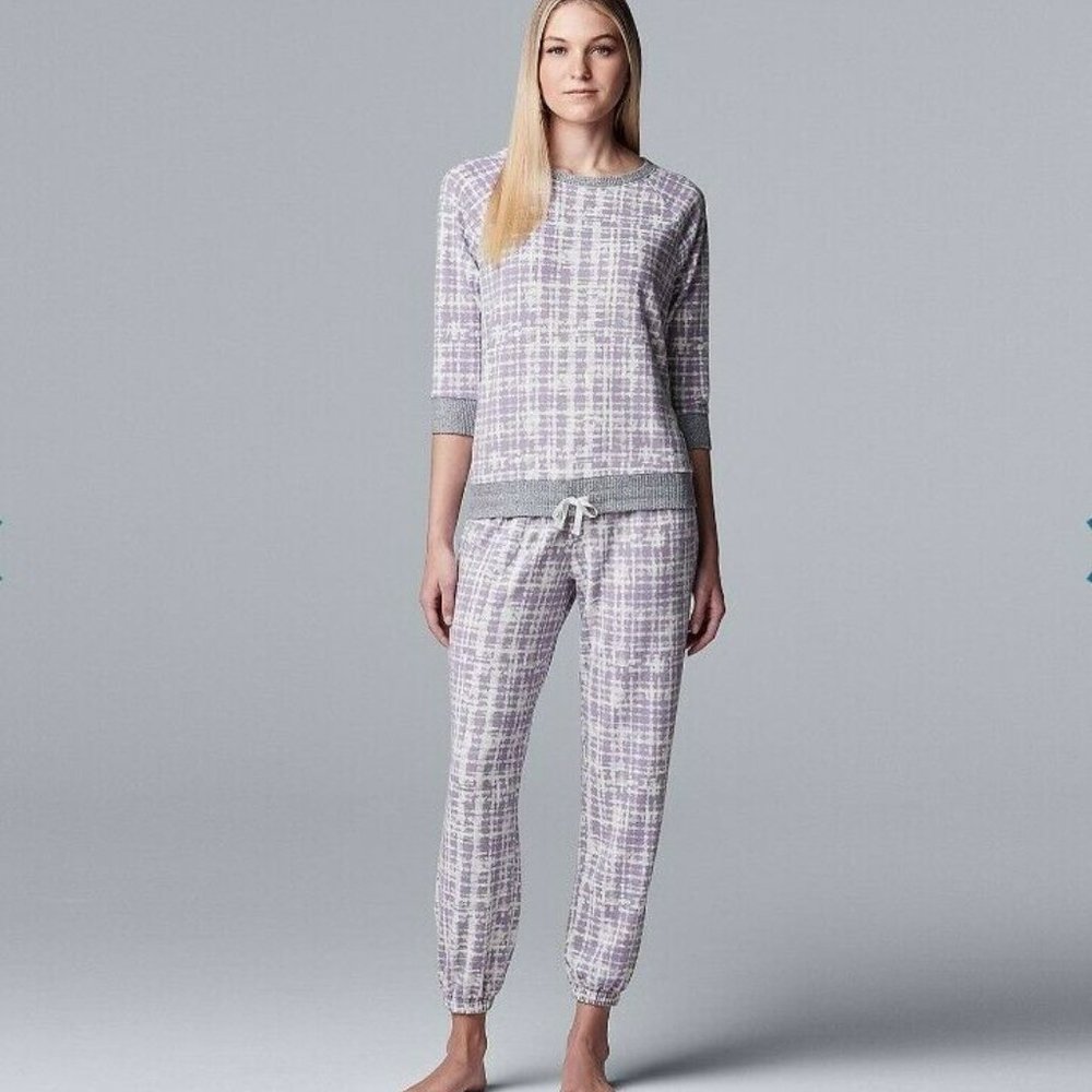 Simply Vera, Vera Wang, Purple Plaid Pajama Set, Size M, NWT